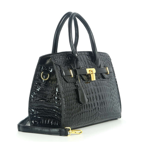 Alligator Embossed Classic Satchel Handbag