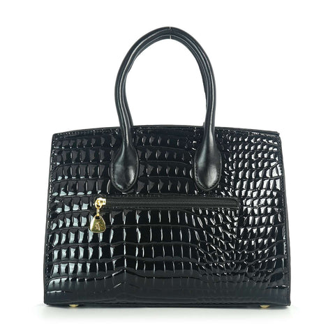Alligator Embossed Classic Satchel Handbag