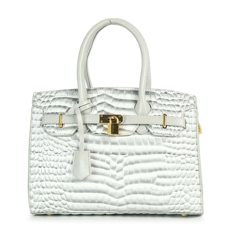 Alligator Embossed Classic Satchel Handbag
