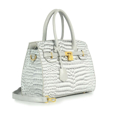 Alligator Embossed Classic Satchel Handbag
