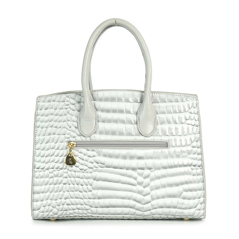 Alligator Embossed Classic Satchel Handbag