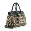 Patent Leopard Print Satchel  Handbag
