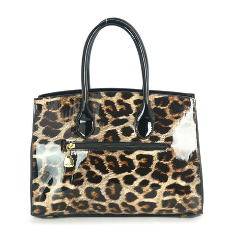 Patent Leopard Print Satchel  Handbag