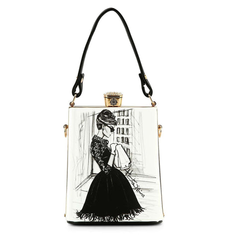 Retro Design Print Petite Hand Tote