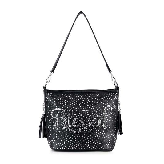 Blessed Rhinestone Bling Hobo Crossbody Sling