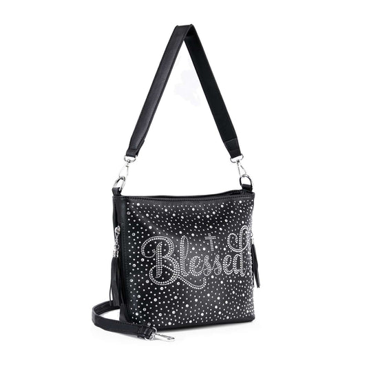 Blessed Rhinestone Bling Hobo Crossbody Sling