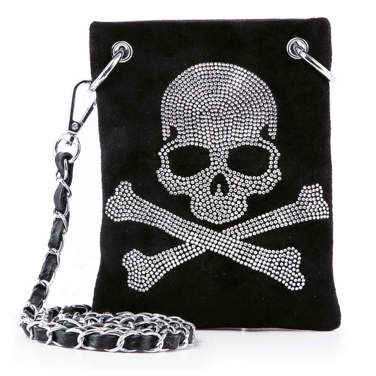 Skull And Crossbones Rhinestone Petite Crossbody Sling