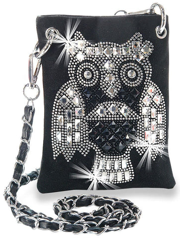 Sparkling Owl Design Ultra Petite Crossbody Sling