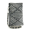 The *New Size* Rhinestone Covered Petite Crossbody Sling features a geometric pattern of silver studs and gems, with a chain strap intertwined with black leather.