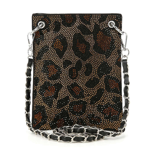 * New Size  *Leopard Print Petite Sparkling Crossbody Sling