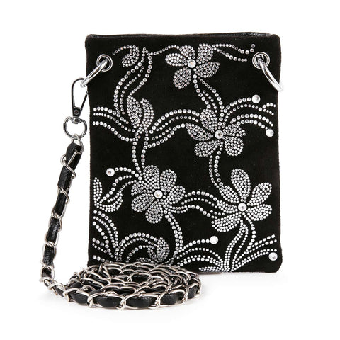 Floral Rhinetone Design Petite Crossbody Sling