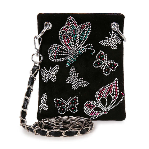 Rhinestone Butterfly Pattern Petite Crossbody Sling