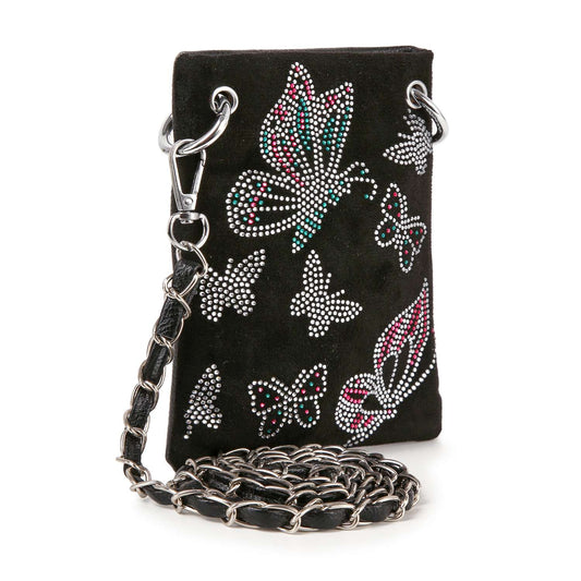 Rhinestone Butterfly Pattern Petite Crossbody Sling