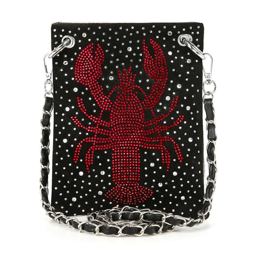 Rhinestone Crab Design Petite Crossbody Sling