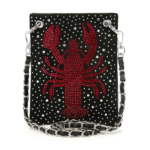 Rhinestone Crab Design Petite Crossbody Sling