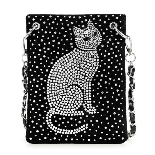 *New Size* Rhinestone Bling Cat Petite Crossbody Sling