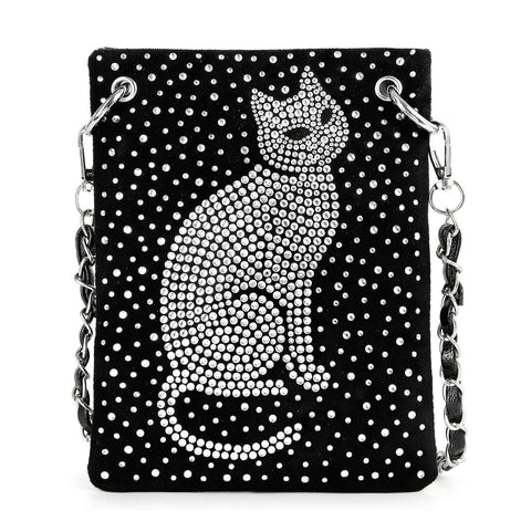 *New Size* Rhinestone Bling Cat Petite Crossbody Sling