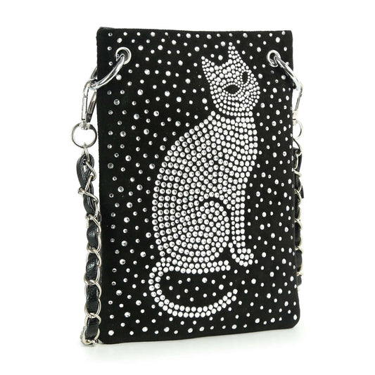 *New Size* Rhinestone Bling Cat Petite Crossbody Sling