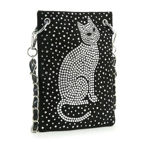 *New Size* Rhinestone Bling Cat Petite Crossbody Sling
