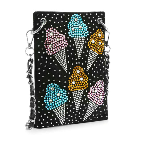 *New Size* Rhinestone Ice Cream Cone Design Petite Crossbody