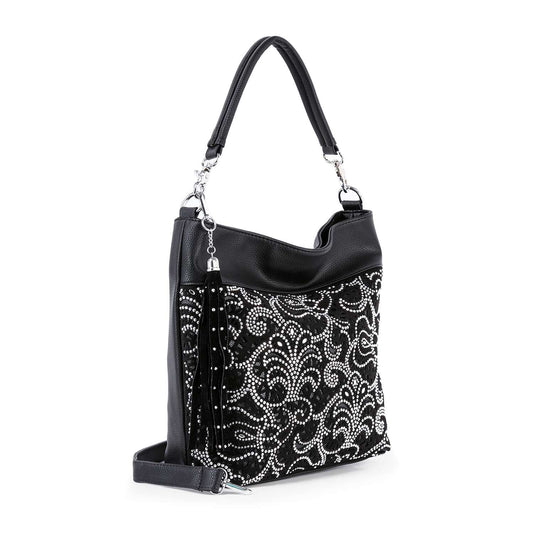 Layered Lace Pattern Hobo Handbag