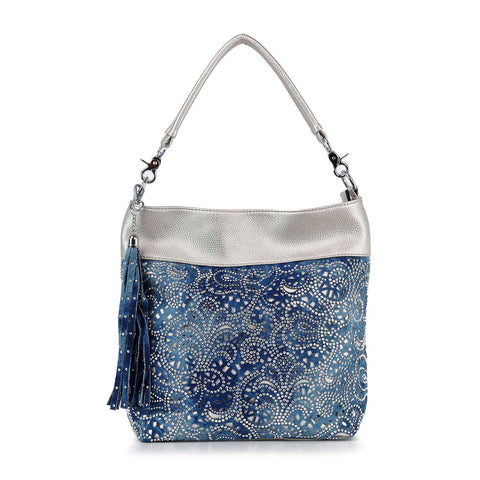 Layered Lace Pattern Hobo Handbag