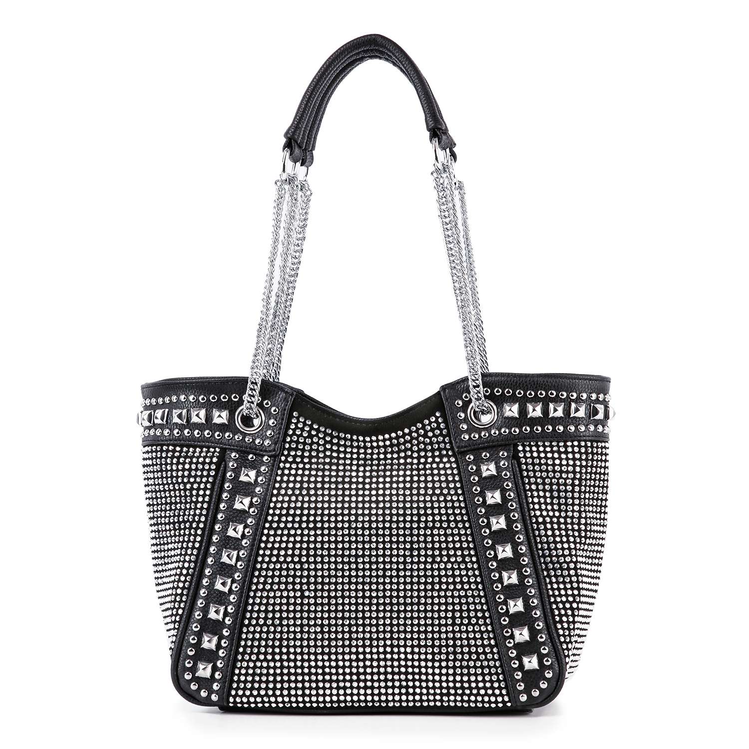 Chain and Rhinestone Studded Tote – handbagexpress