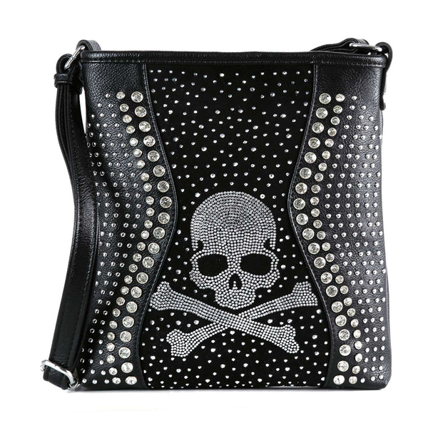 Skull Rhinestone Crossbody Sling - Black – handbagexpress