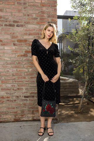 Rose Design Rhinestone Crossbody Sling