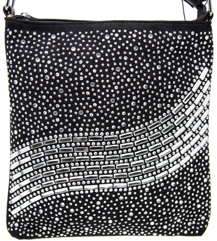 Wave Rhinestone Design Crossbody Sling