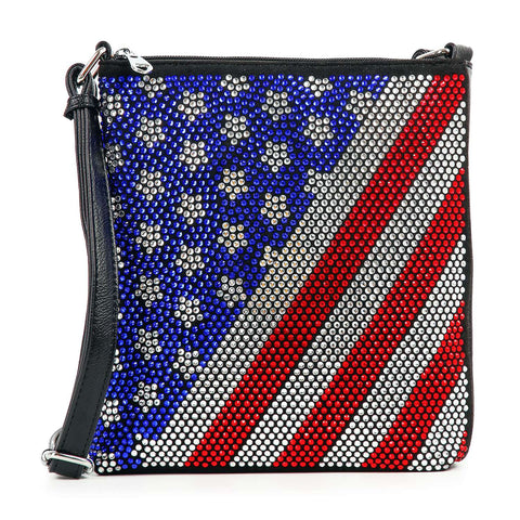 Modern Flag Rhinestone Design Crossbody