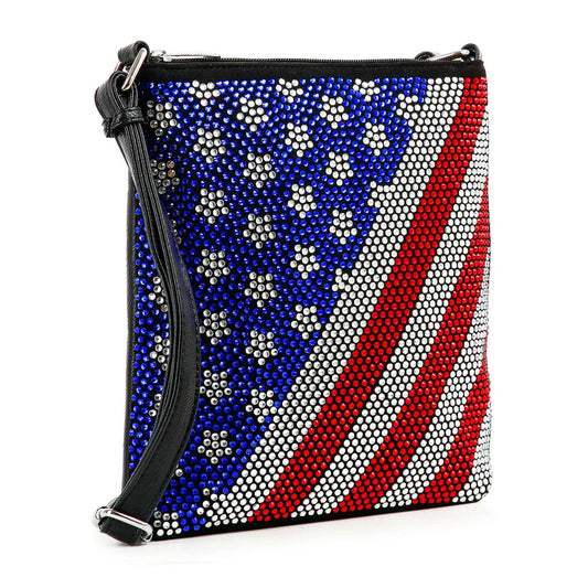 Modern Flag Rhinestone Design Crossbody