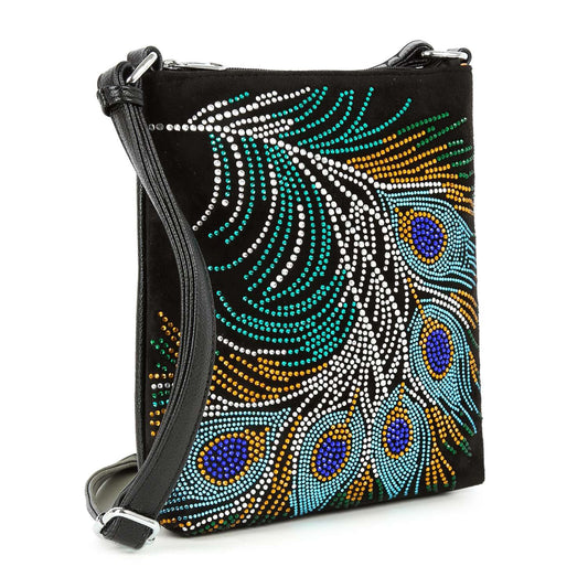Sparkling Peacock Feather Crossbody Sling