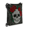 Rhinestone Skull And Rose Crossbody Sling