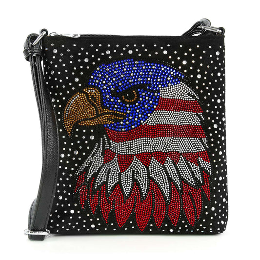 Rhinestone American Flag Eagle Crossbody Sling