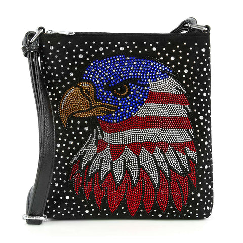 Rhinestone American Flag Eagle Crossbody Sling