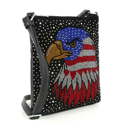 Rhinestone American Flag Eagle Crossbody Sling