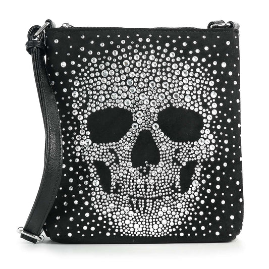 Unique Faded  Rhinestone Skull Desgin Crossbody Sling