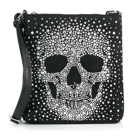 Unique Faded  Rhinestone Skull Desgin Crossbody Sling