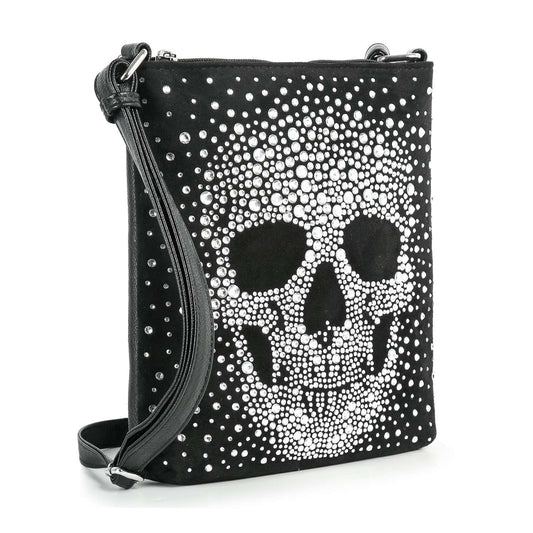 Unique Faded  Rhinestone Skull Desgin Crossbody Sling