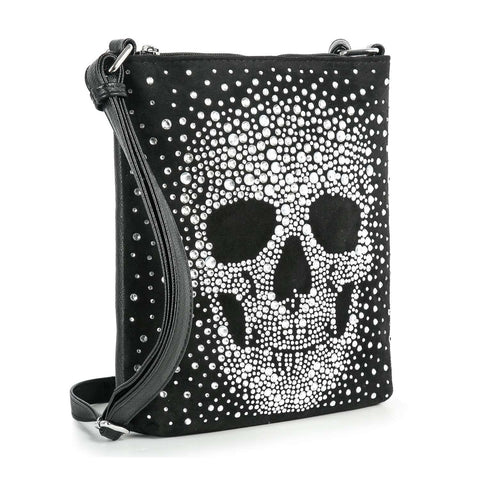 Unique Faded  Rhinestone Skull Desgin Crossbody Sling