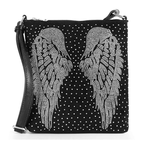 Rhinestone Wing Pattern Crossbody Bag