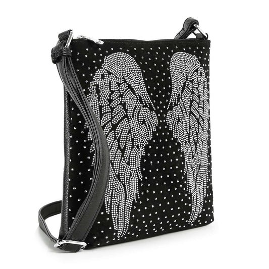 Rhinestone Wing Pattern Crossbody Bag