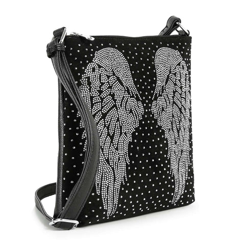 Rhinestone Wing Pattern Crossbody Bag