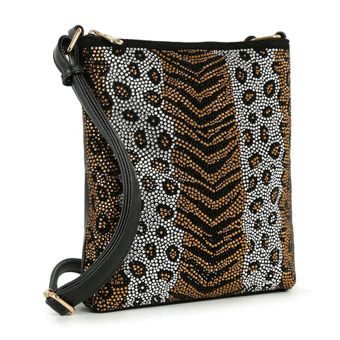 Rhinestone Animal Print Crossbody Sling