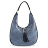 Tassel Accented Rhinestone Shoulder Bag
