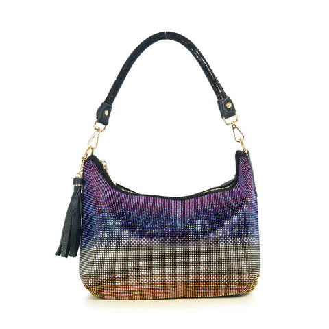 Colorful Ombre Rhinestone Hobo Handbag