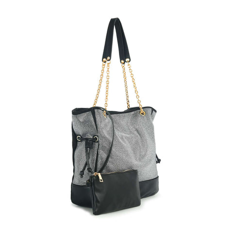 Tall Gathered Rhinestone Tote Set