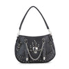 Stud and Chain Accented Skull  Hobo  Handbag