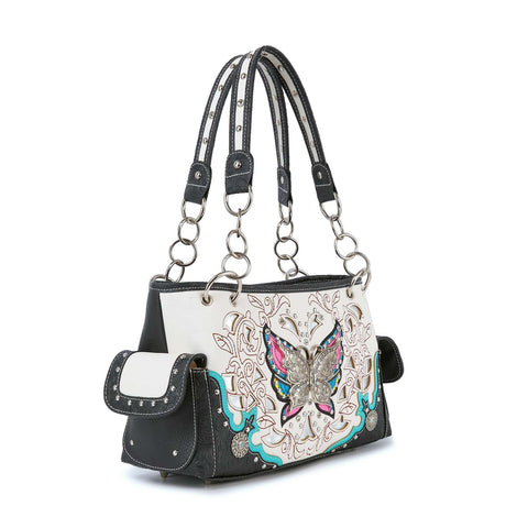 Colorful Butterfly Patterned Western Style Handbag